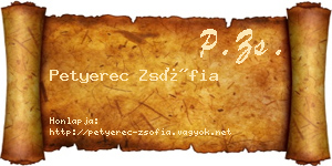Petyerec Zsófia névjegykártya
